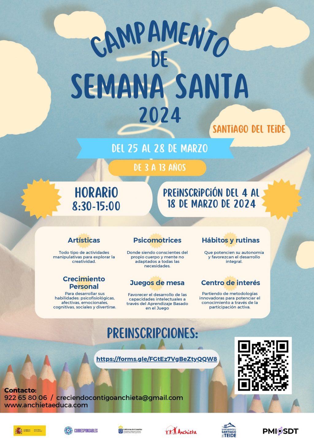 Cartel del campamento gratuito de Semana Santa 2024