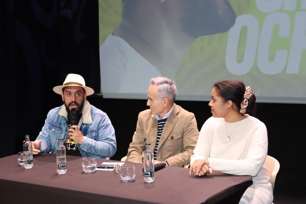 De izq a dcha, Kike Pérez, Horacio Umpiérrez y Wendu Rui, en la presentación de los dos espectáculos