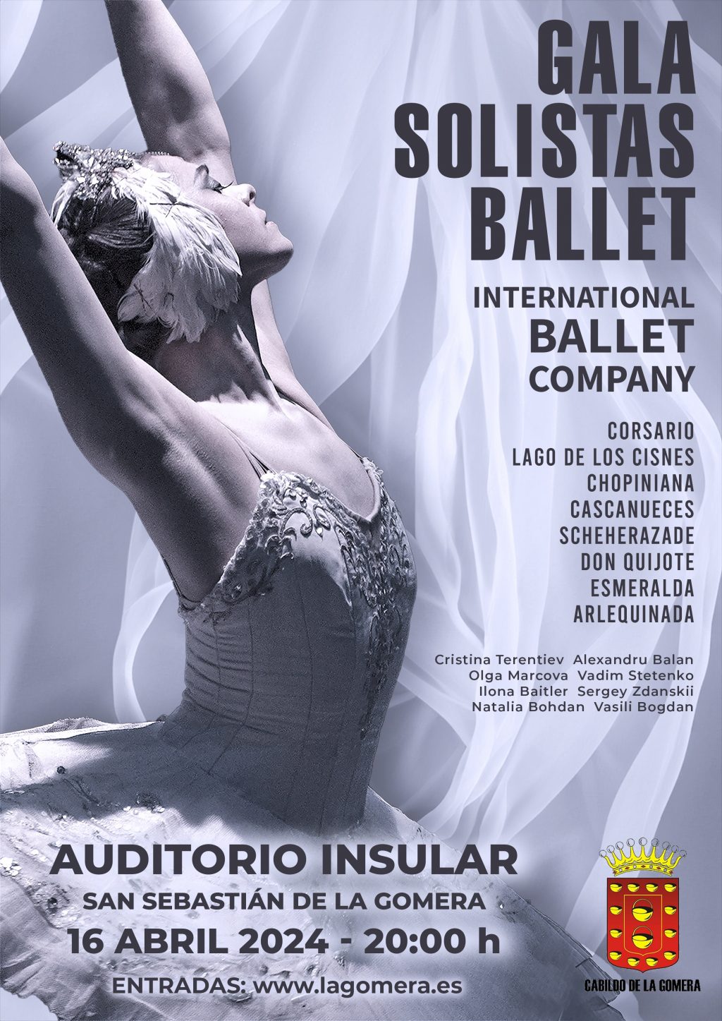 080424 Cartel Gala de solistas de ballet clásico Interntional Ballet Company en La Gomera