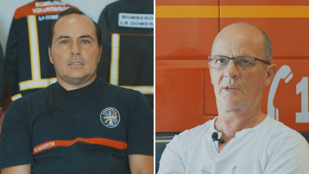 300524 Sergio Ramos Negrín (izq.), pte. de la Asociación Bomberos Voluntarios de La Gomera, y Juan Elías Bello Correa (dcha.), pte. Asociación Bomberos Voluntarios de Valle Gran Rey