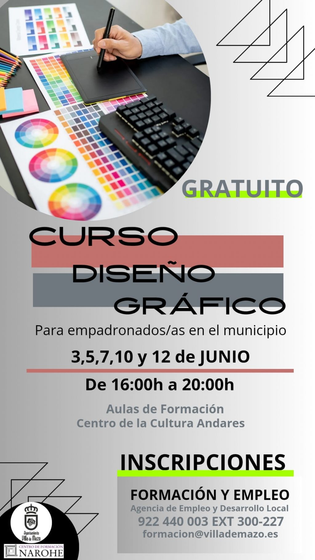 Cartel Curso diseño gráfico Villa de Mazo