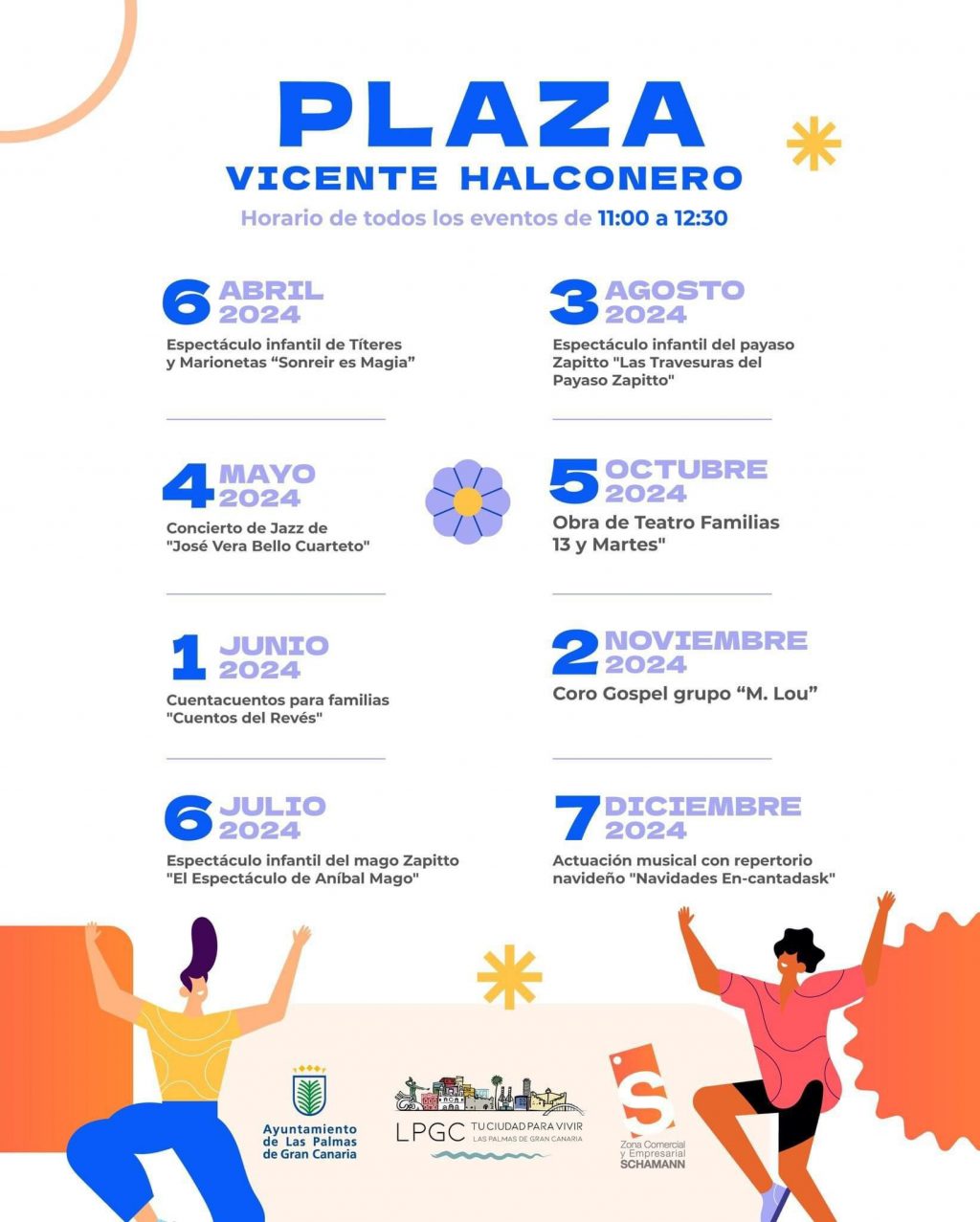 Cartel de actividades en la plaza Vicente Halconero