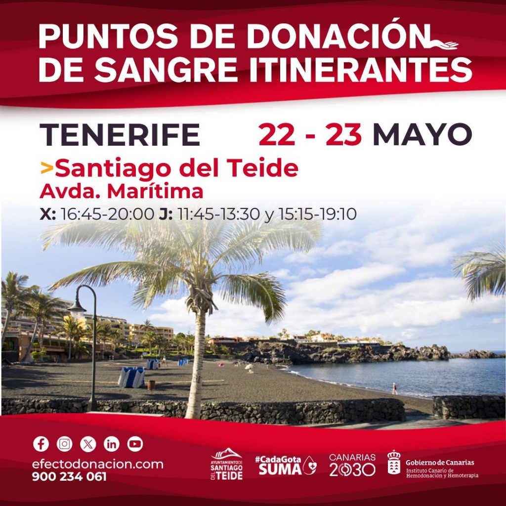 Cartel donación de sangre en Puerto de Santiago