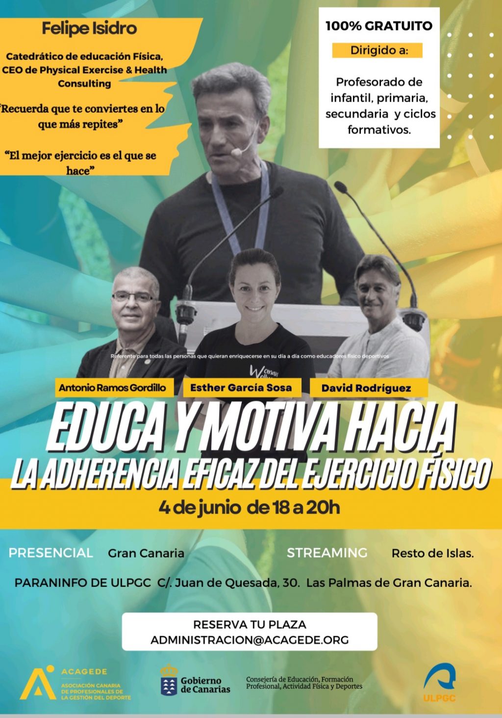 IMAGEN. Cartel conferencia Educa y motiva hacia la adherencia eficaz del ejercicio físico