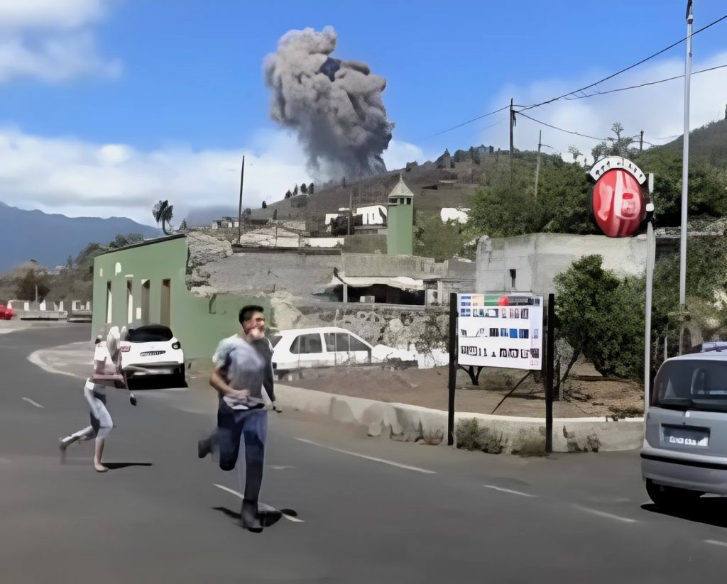 momento del inicio de la erupción, que sorprendió a los vecinos