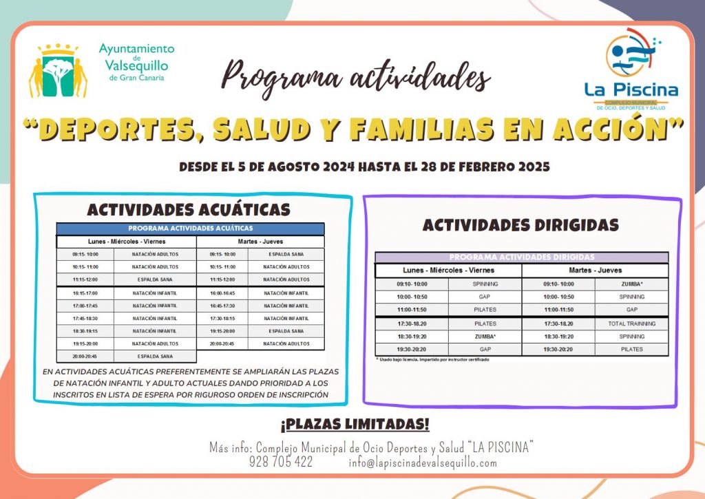 cartel actividades piscina