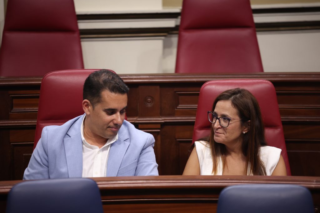 Natalia Santana y Yoné Caraballo en un pleno del Parlamento