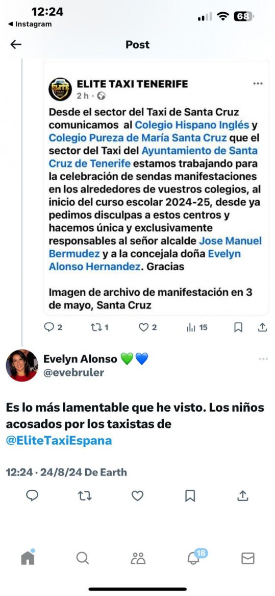 Tuit borrado de Evelyn Alonso