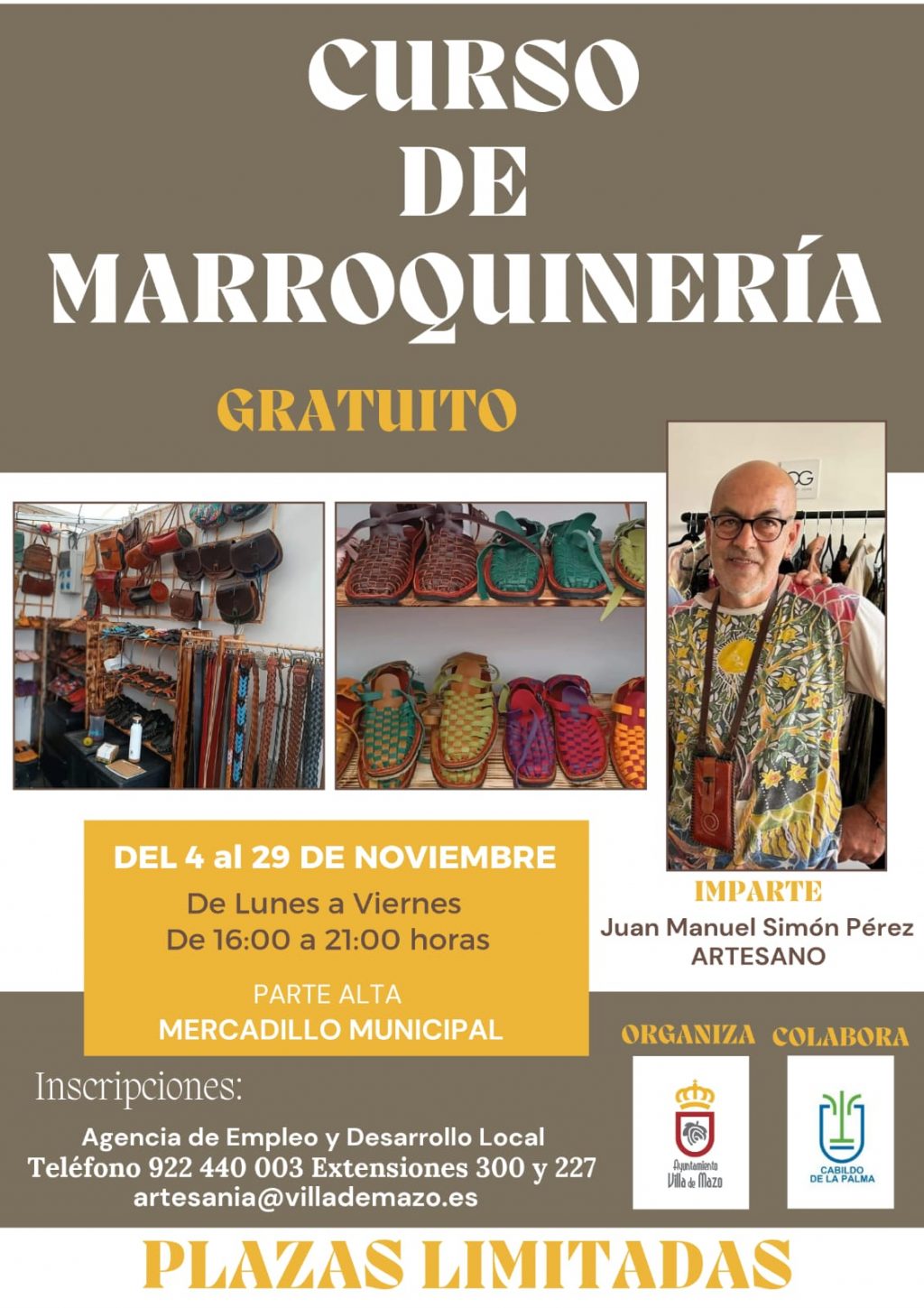 Cartel curso marroquinería