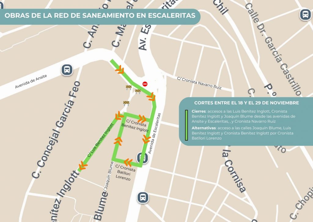 MAPA El Ayuntamiento inicia las obras de la red de saneamiento en la calle Joaquín Blume de Escaleritas