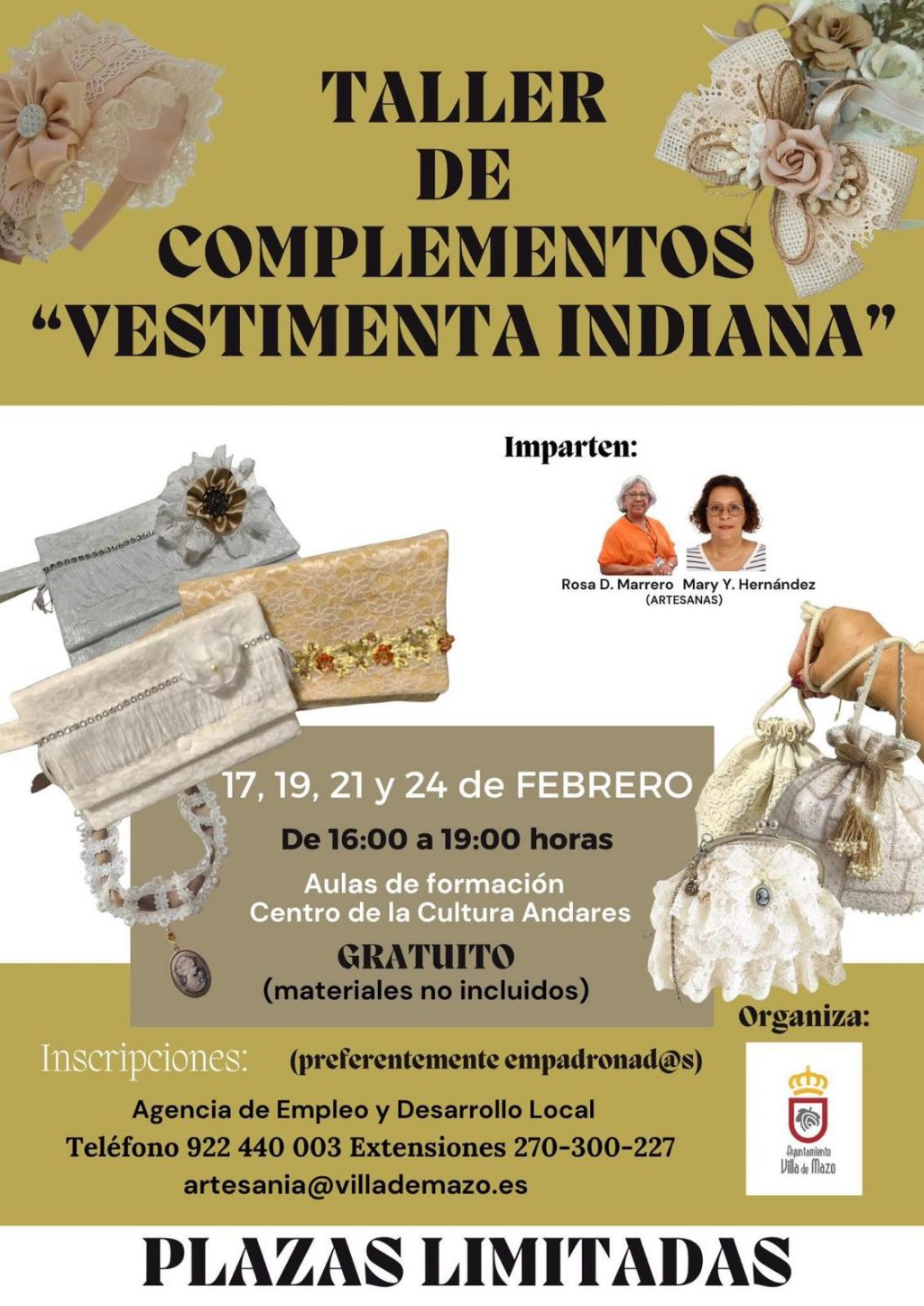 Cartel taller vestimenta indiana